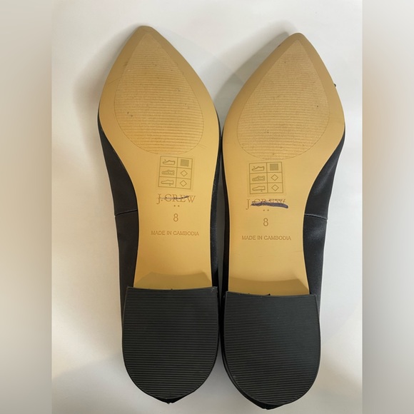 J.CREW Factory Satin Flat Pointy-Toe Shoe with Bow Black  Sz 8 - Picture 5 of 8
